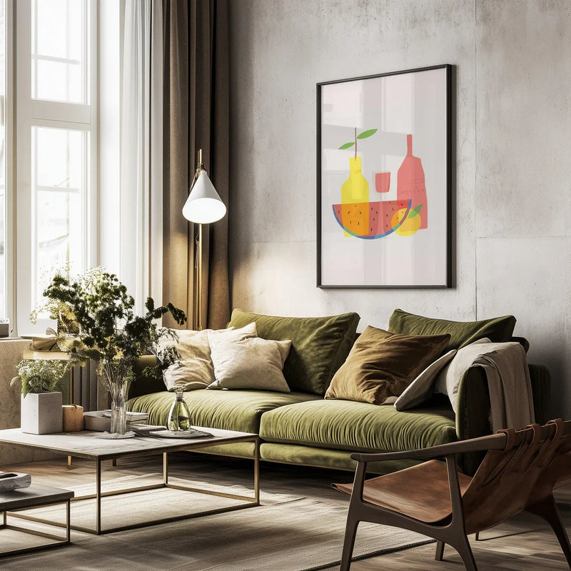 Still Life With Wine and Bottles - Little Dean Framed Art | Home or Office Art