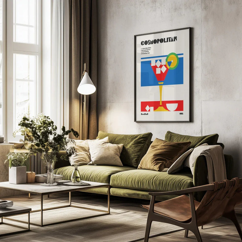 Cosmopolitan Bauhaus Cocktail - Retrodrome Framed Art | Home or Office Art