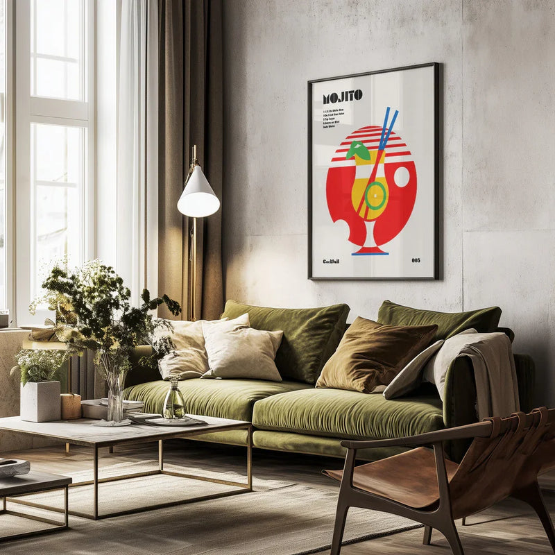 Mojito Bauhaus Cocktail - Retrodrome Framed Art | Home or Office Art
