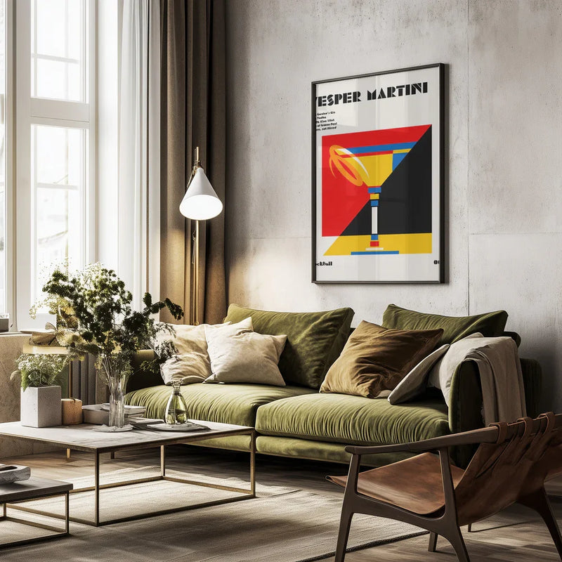 Vesper Martini Bauhaus Cocktail - Retrodrome Framed Art | Home or Office Art