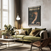 Art Deco Prosecco Wall Art Of An Ostrich - The Whiskey Ginger Framed Art | Home or Office Art