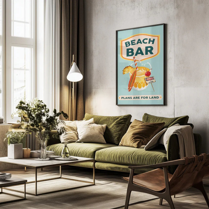 Beach Bar Summer Tropical Cocktail Bar Art - The Whiskey Ginger Framed Art | Home or Office Art