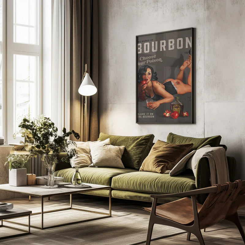 Babes of Bourbon Vol 6 Choose Your Poison Sexy Pinup - The Whiskey Ginger Framed Art | Home or Office Art