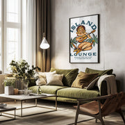 Island Lounge Tropical Pin Up Girl Playing Guitar - The Whiskey Ginger Framed Art | Home or Office Art