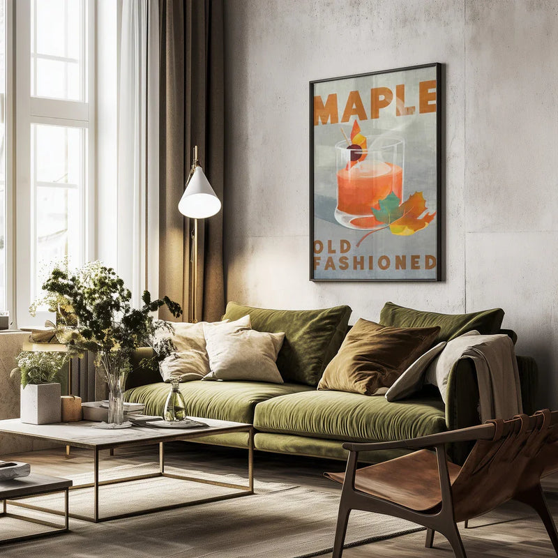 Maple Old Fashioned Cocktail - The Whiskey Ginger Framed Art | Home or Office Art