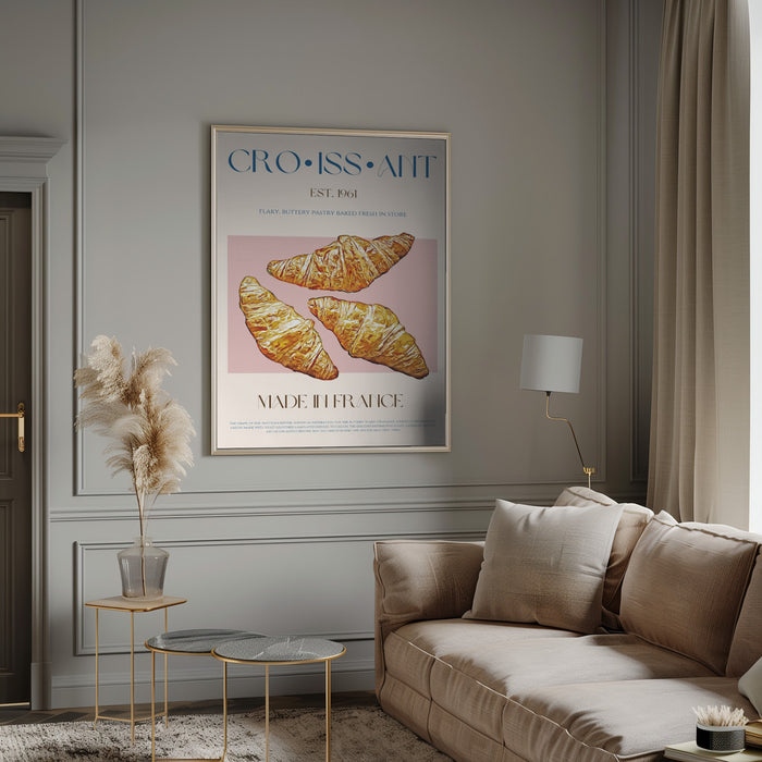 Croissant Print Framed Art Modern Wall Decor