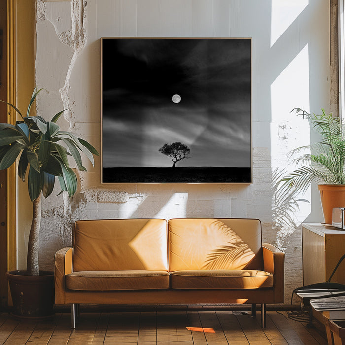 Stories under the Moon (No.5) Square Canvas Art Print