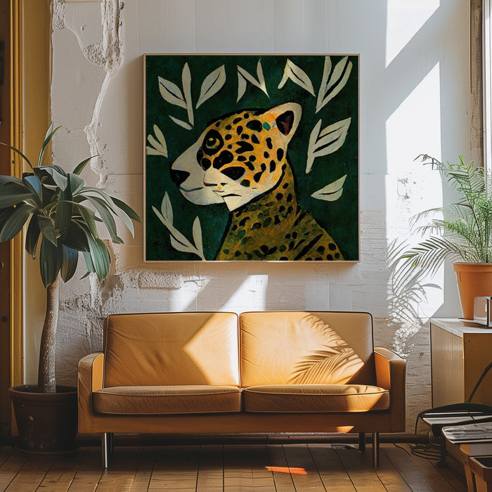 Tiger In Profile Square Canvas Art Print
