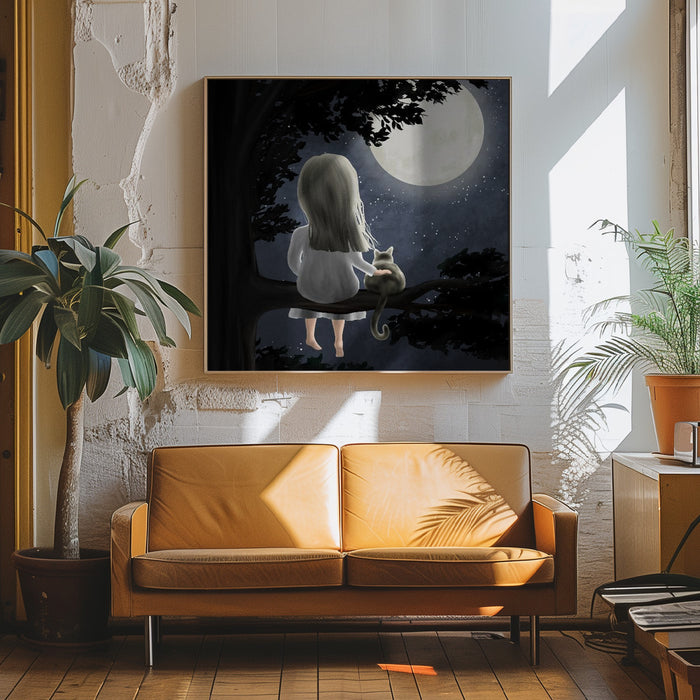 Under the moon Square Canvas Art Print