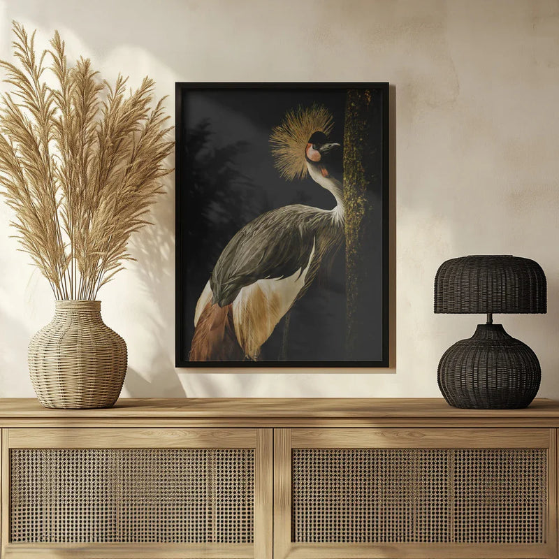 Grey Crowned Crane Framed Art Jealousy | Home or Office Art