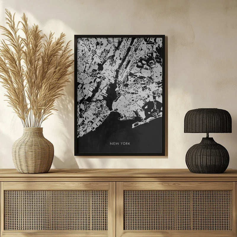 map_new york_002_black Framed Art Pictufy Studio II | Home or Office Art