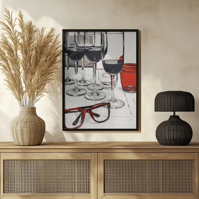Still Life With Red Glasses - Treechild Framed Art | Home or Office Art