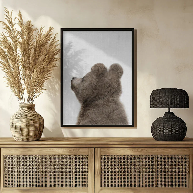 Peekaboo Baby Bear Back Framed Art Lola Peacock | Home or Office Art