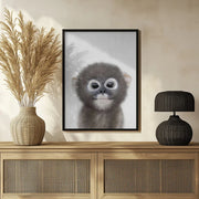 Peekaboo Baby Monkey Framed Art Lola Peacock | Home or Office Art