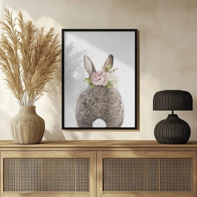 Floral Bunny Back Framed Art Lola Peacock | Home or Office Art