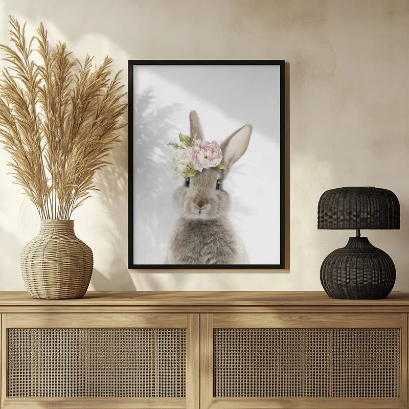Floral Bunny Framed Art Lola Peacock | Home or Office Art
