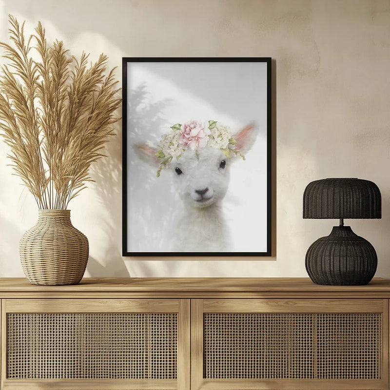 Floral Baby Sheep Framed Art Lola Peacock | Home or Office Art