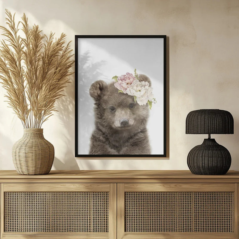 Floral Baby Bear Framed Art Lola Peacock | Home or Office Art
