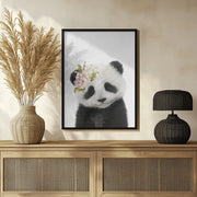 Floral Baby Panda Framed Art Lola Peacock | Home or Office Art