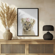 Floral Baby Lion Framed Art Lola Peacock | Home or Office Art