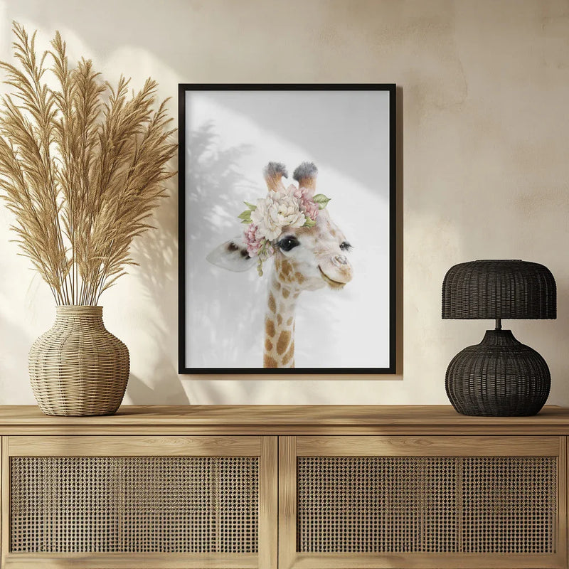 Floral Baby Giraffe Framed Art Lola Peacock | Home or Office Art