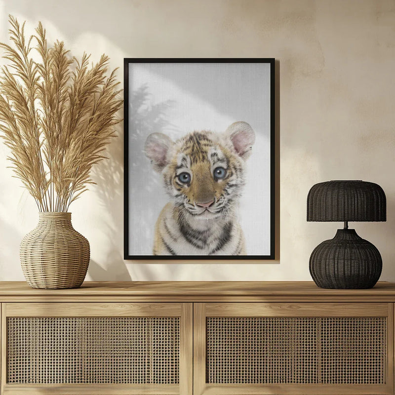 Peekaboo Baby Tiger Framed Art Lola Peacock | Home or Office Art