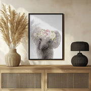 Floral Baby Elephant Framed Art Lola Peacock | Home or Office Art