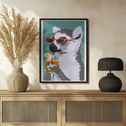 Jugdy Lemur with Drink - ByKammille Framed Art | Home or Office Art