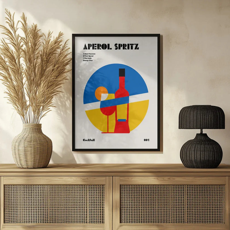 Aperol Spritz Cocktail Bauhaus Art Print - Retrodrome Framed Art | Home or Office Art