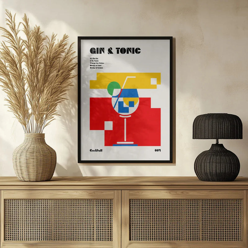 Gin &amp; Tonic Bauhaus Cocktail - Retrodrome Framed Art | Home or Office Art