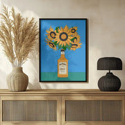 Sunflowers in Honey Whiskey Retro Illustration - Retrodrome Framed Art | Home or Office Art