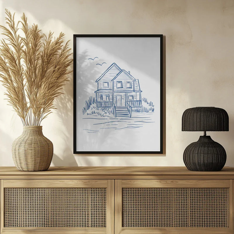 Nantucket Beachhouse - Jolly and Dash Framed Art | Home or Office Art