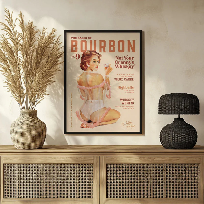 Babes of Bourbon Vol 9 Vintage Whiskey Pinup - The Whiskey Ginger Framed Art | Home or Office Art