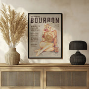 Bourbon Wall Art. Sexy Vintage Pin Up Girl Drinking Whiskey - The Whiskey Ginger Framed Art | Home or Office Art