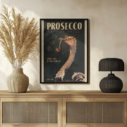 Art Deco Prosecco Wall Art Of An Ostrich - The Whiskey Ginger Framed Art | Home or Office Art