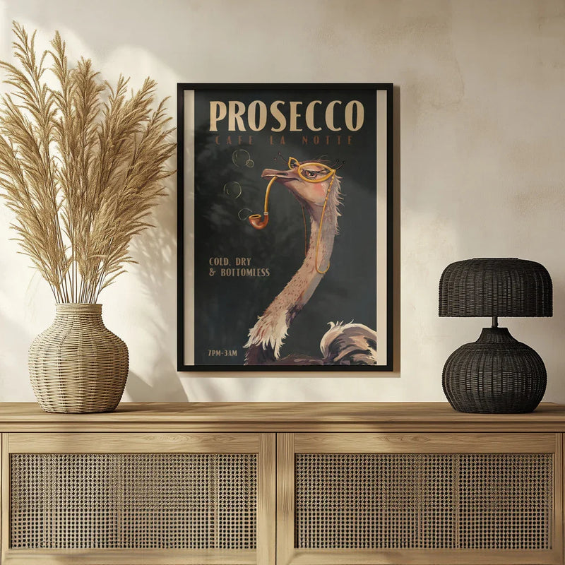 Art Deco Prosecco Wall Art Of An Ostrich - The Whiskey Ginger Framed Art | Home or Office Art