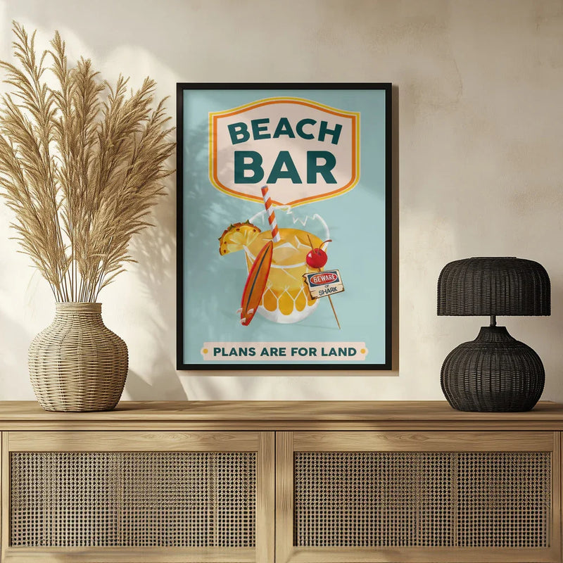 Beach Bar Summer Tropical Cocktail Bar Art - The Whiskey Ginger Framed Art | Home or Office Art