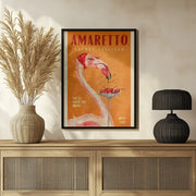 Amaretto Flamingo Art Deco Italian Cafe Travel Art - The Whiskey Ginger Framed Art | Home or Office Art