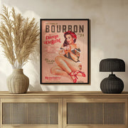 Bourbon Babes Vol 22 Vintage Pinup Girl Drinking A Cocktail - The Whiskey Ginger Framed Art | Home or Office Art