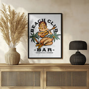 Beach Club Bar. Sailor Jerry Style Pin-up Girl Playing Guitar - The Whiskey Ginger Framed Art | Home or Office Art