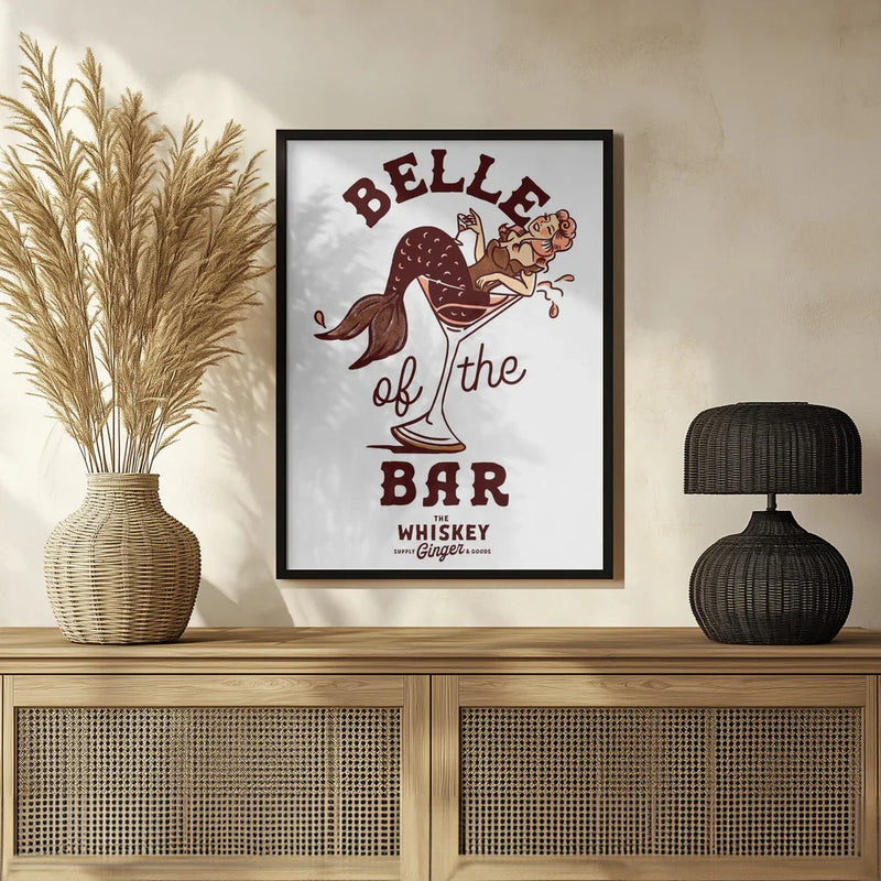 Belle Of The Bar Mermaid Pin Up Art - The Whiskey Ginger Framed Art | Home or Office Art