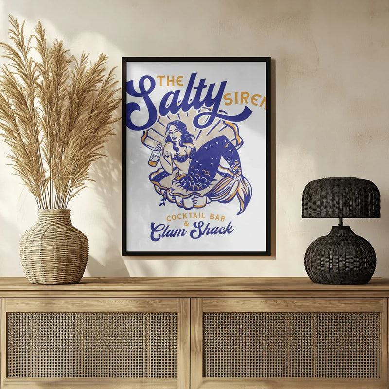 Salty Siren Cocktail Bar &amp; Clam Shack Mermaid - The Whiskey Ginger Framed Art | Home or Office Art