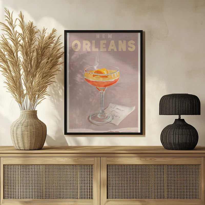 New Orleans Cocktail Travel Poster - The Whiskey Ginger Framed Art | Home or Office Art