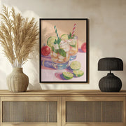 Mojito Summer Cocktails with Lime and Mint - Melloi Art Prints Framed Art | Home or Office Art