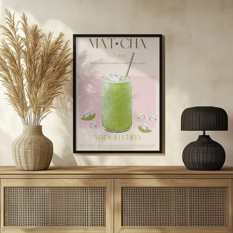 Chilled Matcha Drink - Nazma Khokhar Framed Art | Home or Office Art