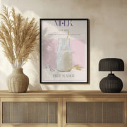Organic Free Range Milk in a Clear Bottle with Straw - Nazma Khokhar Framed Art | Home or Office Art