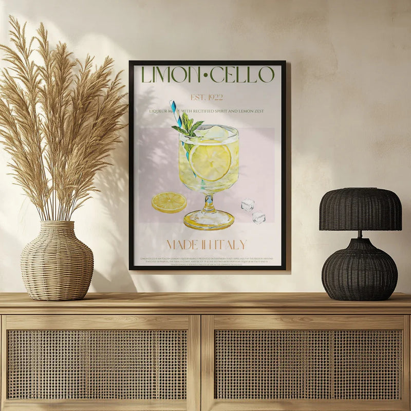 Illustration Of A Limoncello Drink - Nazma Khokhar Framed Art | Home or Office Art
