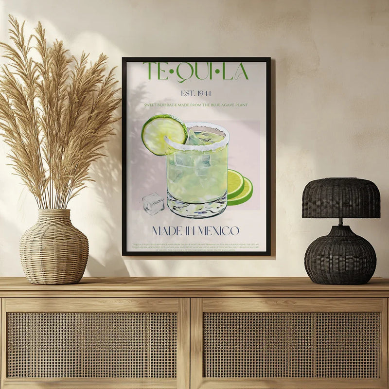 Tequila Drink With Lime And Ice - Nazma Khokhar Framed Art | Home or Office Art