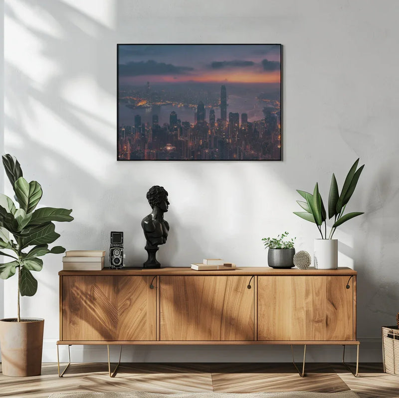 Sunrising Hong Kong Framed Art Javier de la Torre | Home or Office Art