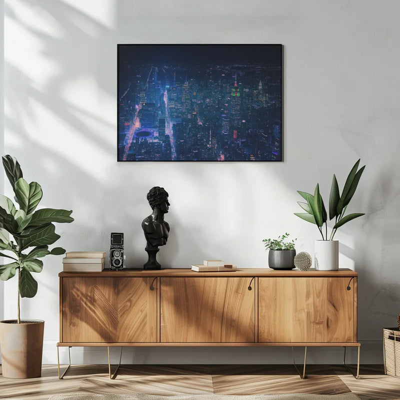 NYC Neon Noir Framed Art Javier de la Torre | Home or Office Art